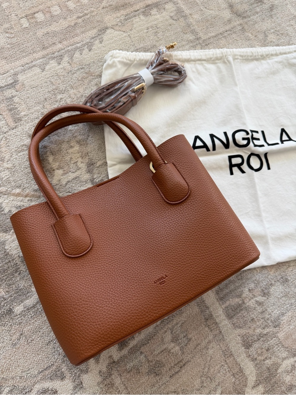 Angela Roi Brown Pebbled Leather Tote
